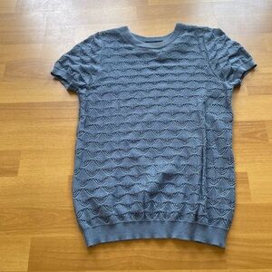ModCloth Blue Textured Short Sleeve Sweater